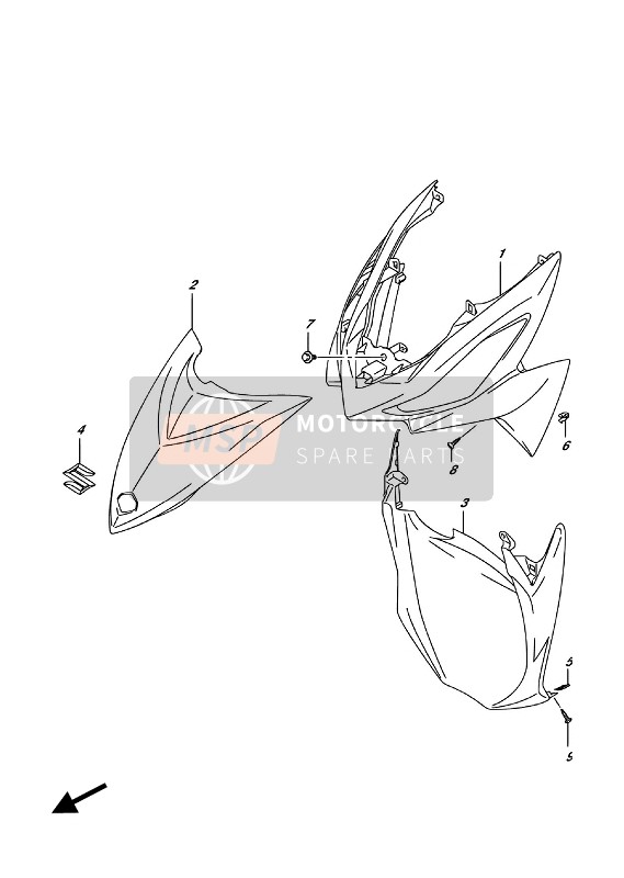 4811140J00YNJ, Shield, Leg Front (Silver), Suzuki, 0